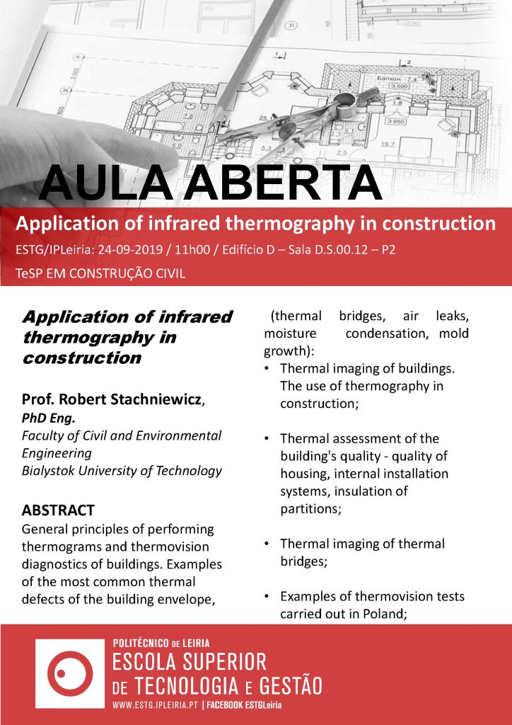 Aula Aberta -Application of infrared thermography in construction- 24 de Setembro de 2019