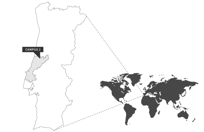 Mapa com a localização do Politécnico no Mundo